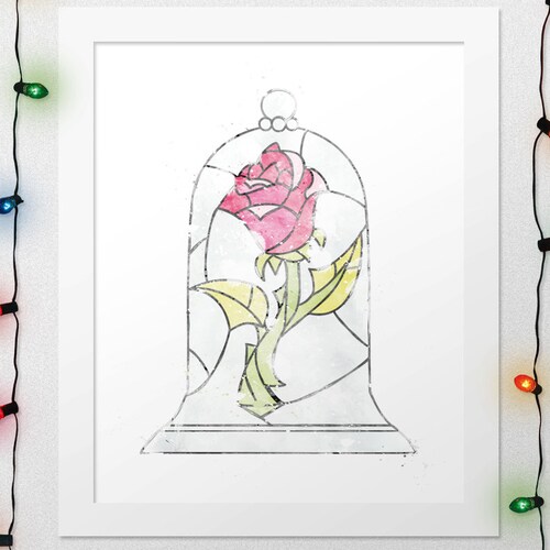 Disney Enchanted Rose Enchanted Rose Print Beauty And The Etsy Canada