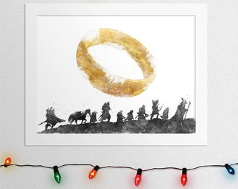 Lord Of The Rings, Fellowship Of The Ring, Lord Of The Rings Print, The One Ring, Fellowship Of The Ring Print, Watercolor, Digital File