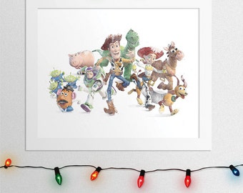 TOY STORY PRINT, Toy Story, Woody, Buzz Lightyear, Jessie, Rex, Slinky, Potato, Nursery Watercolor, Toy Story Nursery, Digital Print