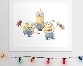 MINIONS GROUP PRINT, Minions Print, Minions, Minions Poster, Minions Wall Art, Minions Nursery, Minions Watercolor, Nursery, Digital Print