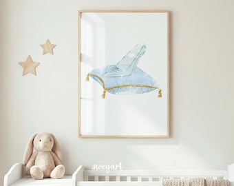 Lámina de Cenicienta y el Zapato de Cristal, Decoración de Pared para Habitación Infantil de Princesa, Decoración de Habitación de Niñas de Cuento de Hadas, Póster de Princesa en Acuarela, Descarga Digital
