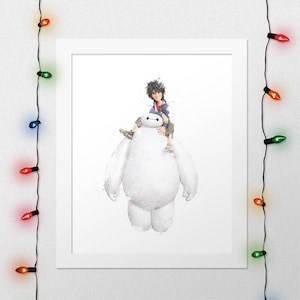 BIG HERO 6, Big Hero 6 Print, Baymax, Hiro Print, Big Hero 6 Art, Big Hero 6 Watercolor, Baymax Nursery, Digital Print