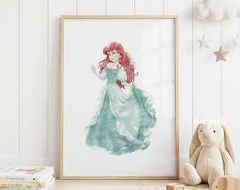 アリエル 3.25まで 限界フリーセレクト プリンセスアリエルプリント リトルマーメイド 水彩画 誕生日