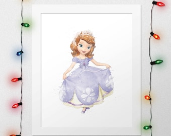 絵画 sofia Princess Sofia Watercolor Print: Nursery Wall Decor V202 - Etsy