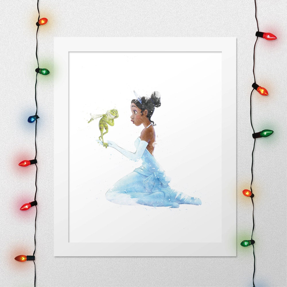 TIANA FROG PRINT, Tiana And The Frog Print, Tiana Print, Princess Tiana Print, Tiana Wall Art, Tiana Decor, Tiana Frog Printable, Digital