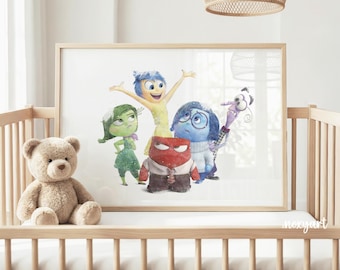 Inside Out Nursery Print, Emotion Characters Wall Art, Colorful Kids Room Decor, Cute Cartoon Printable, Digital Print