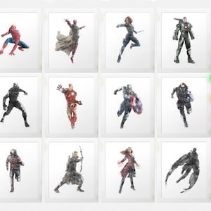 SUPERHERO PRINT, Avengers Print, Avengers Set, Superhero Set, Iron Man, Captain America, Superhero Wall Art, Set 12 Avengers, Digital Print