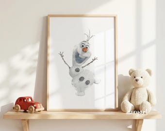 Olaf Printable, Frozen Olaf, Frozen Print, Cute Nursery, Watercolor, Cute Princess Nursery, Digital Print