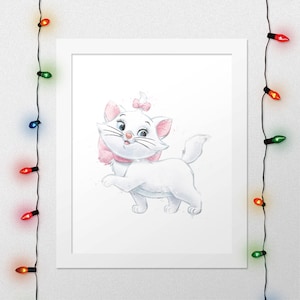 MARIE ARISTOCATS, Marie Aristocats Print, Aristocats, Watercolor, Nursery Watercolor, Cat Nursery, Digital Print