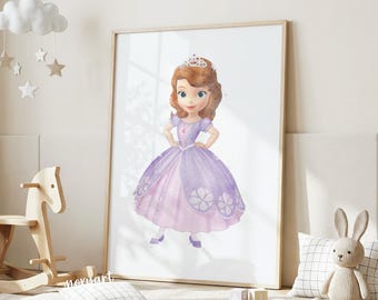 Sofia the First Watercolor Print, Princess Wall Art V315 - Etsy