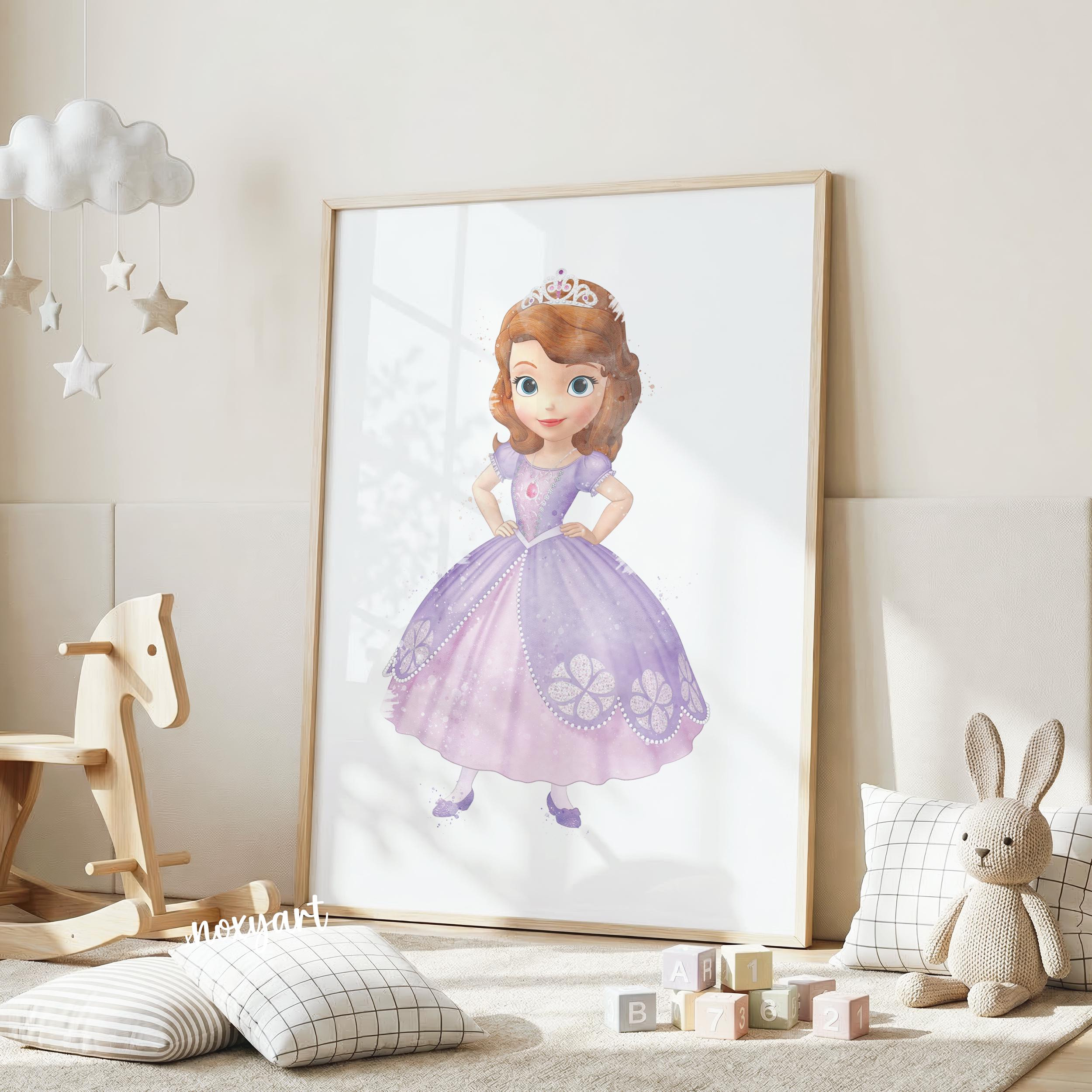 絵画 sofia Sofia the First Watercolor Print, Princess Sofia Wall Art, Girl