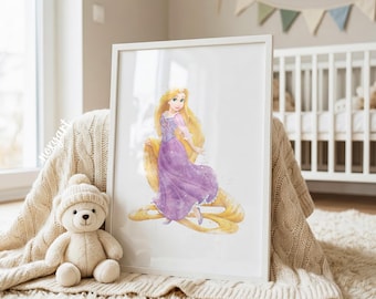 Rapunzel Print, Prinzessin Rapunzel Print, Wirrwarr Print, Rapunzel Wandkunst, Rapunzel Printable, Prinzessin Rapunzel Poster, Digital