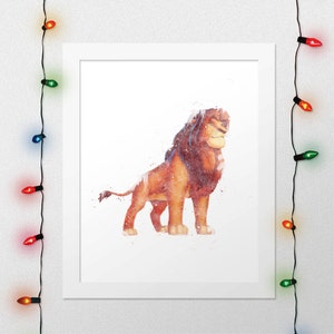 LION KING PRINT, Lion King Wall Art, Lion King Simba, Lion King Nursery Print, Lion King Watercolor, Lion King Nursery Print, Digital Print