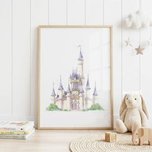 Prinzessin Schloss Wandbild, Märchen Kinderzimmer Dekor, Aquarell Schloss Druck, Mädchenzimmer Dekor, Prinzessin Schlafzimmer Poster, digitaler Download
