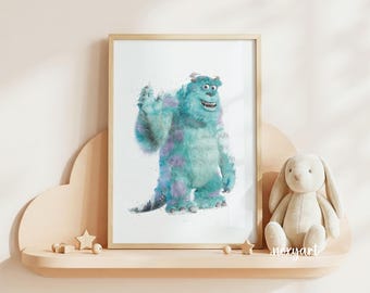 モンスターズ・インクの子供部屋用プリント、サリー、マイク、ブーの