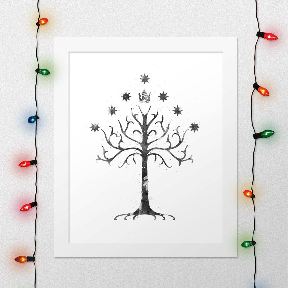 GONDOR TREE, White Tree Of Gondor, Lord Of The Rings, White Tree, Lord Of The Rings Print, Gondor Tree Print,  Watercolor, Digital File