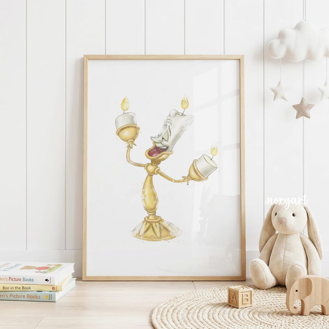 Lumiere Nursery Wall Art, Beauty and the Beast Print, Watercolor