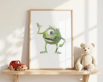 モンスターズ・インクの子供部屋用プリント、サリー、マイク、ブーの