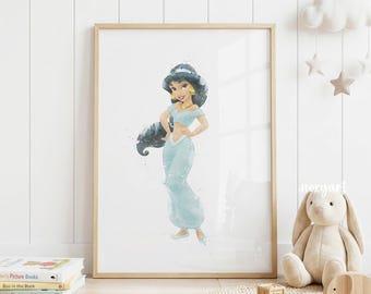 絵画 複製画 ドナルド ソラン ジャスミン フォーミー アラジンとジャスミンの水彩画アートプリント プリンセスジャスミンの