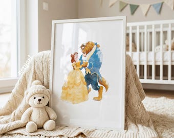 Beauty And The Beast Printable, Beauty And The Beast Wall Art, Princess Belle, Beauty Beast Nursery, Digital Print