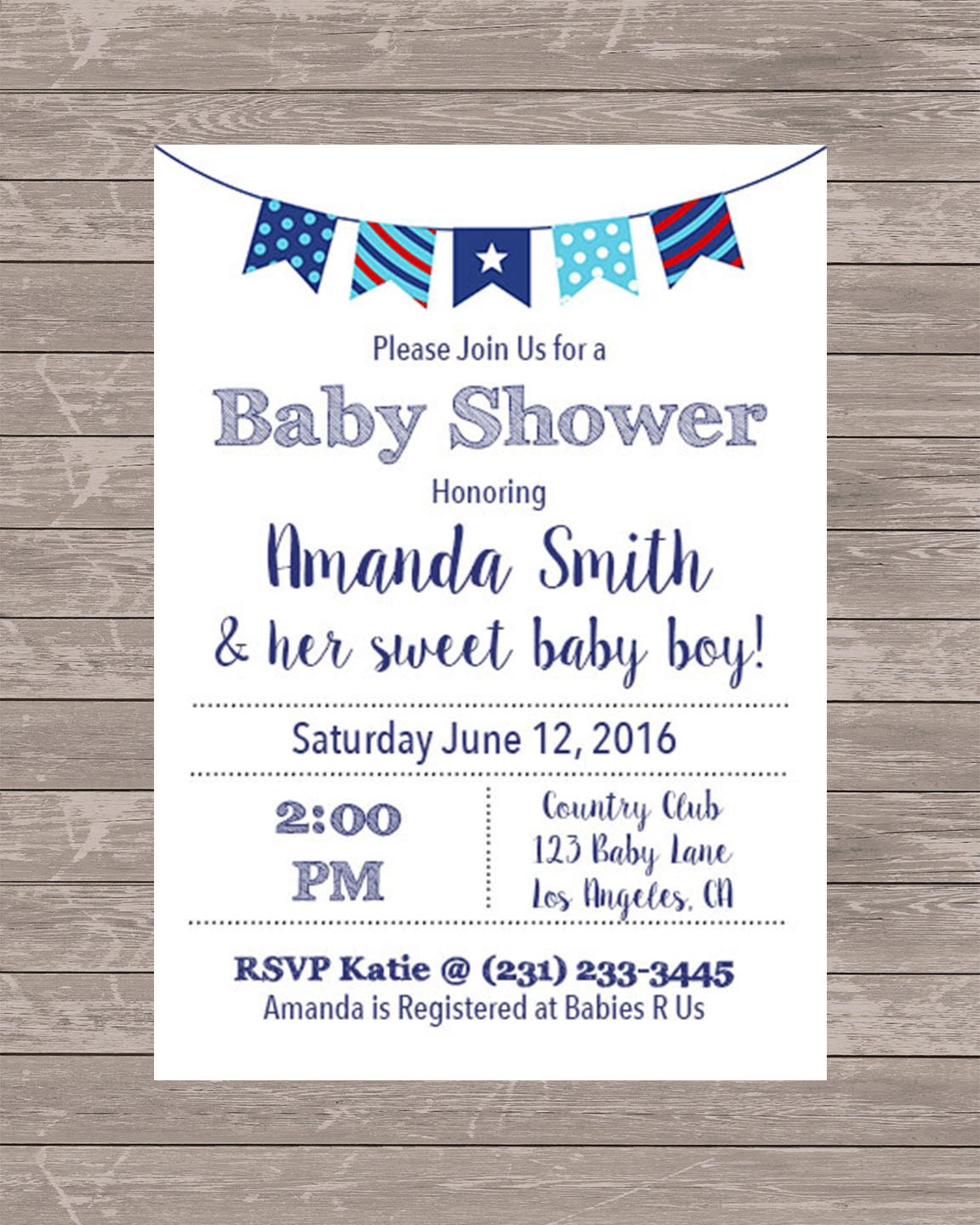 Boy Baby Shower Invitation JPEG FILE | Etsy