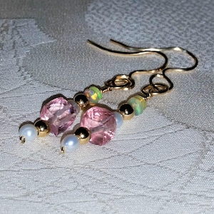 Pink Topaz Earrings, Pink Topaz Gold Earrings. December Birthstone