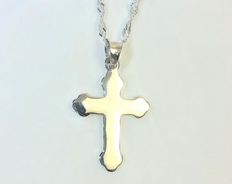 Sterling Silver Cross Necklace, Cross Necklace, Sterling Silver Cross Pendant and Silver Chain,Confirmation Gift,Lab Opal