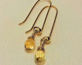 Citrine Earrings , November Birthstone Earrings , Gold Citrine Earrings