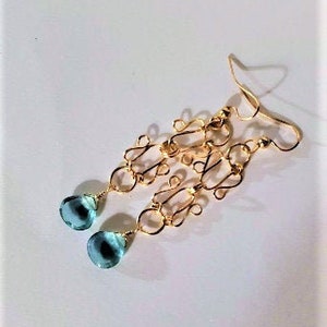 Aquamarine Drop and Dangle Earrings , Aquamarine Gold Earrings, Wedding Earrings, Bridal Earrings, March Birthstone, Gift for Her