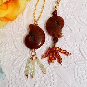Ammonite Necklace, Ammonite Gemstone Necklace,Fine Polished Ammonite ,Boho Necklace, Ammonite Pendant Necklace