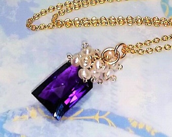Purple Amethyst Pendant Necklace -  Amethyst Necklace - Bridal Necklace - February Birthstone - Wedding Necklace - Gold Amethyst Necklace