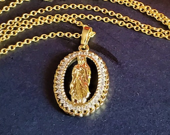 Miraculous Medal, First Communion Gift, Virgin Mary Necklace,Holy Mother Virgin Mary Pray For Us, Gift For Girl, Gold Filled