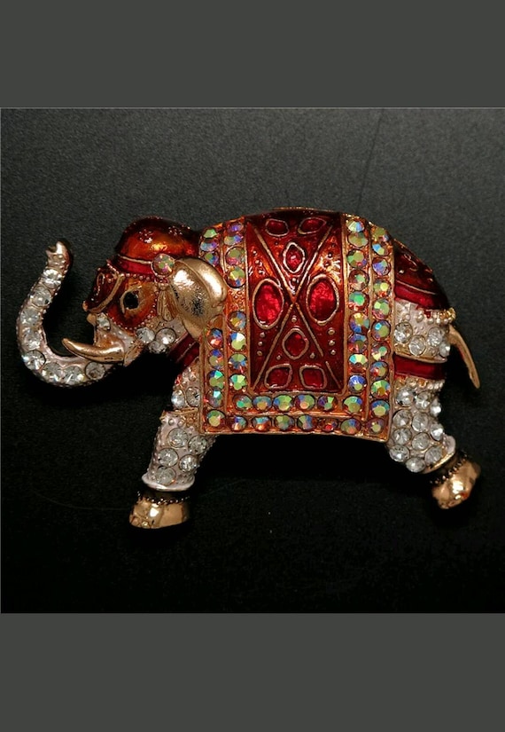 Red Elephant Rhinestone Brooch ,Elephant Brooch an