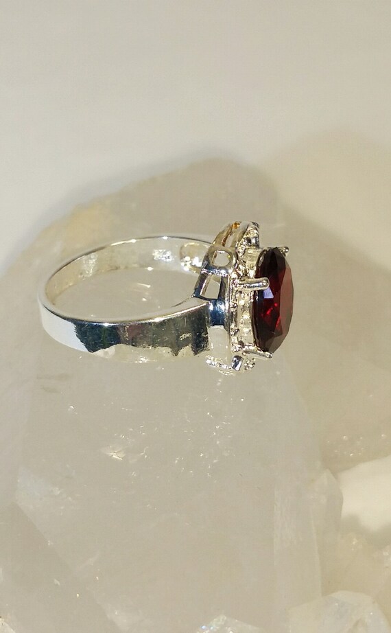 Sterling Silver Garnet Red Ring, -  Size 8  -  re… - image 6