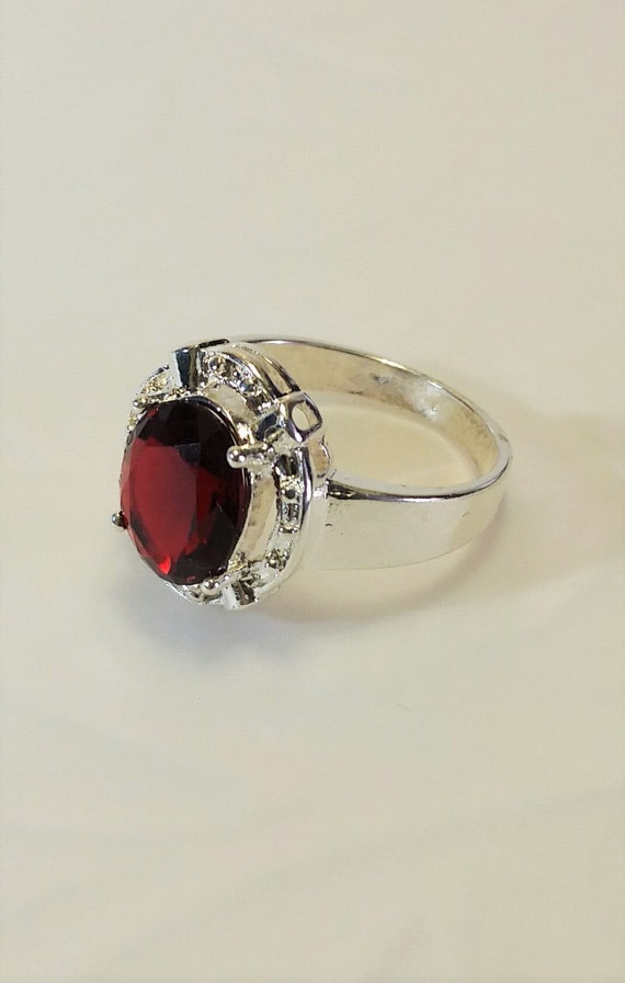 Sterling Silver Garnet Red Ring, -  Size 8  -  re… - image 7