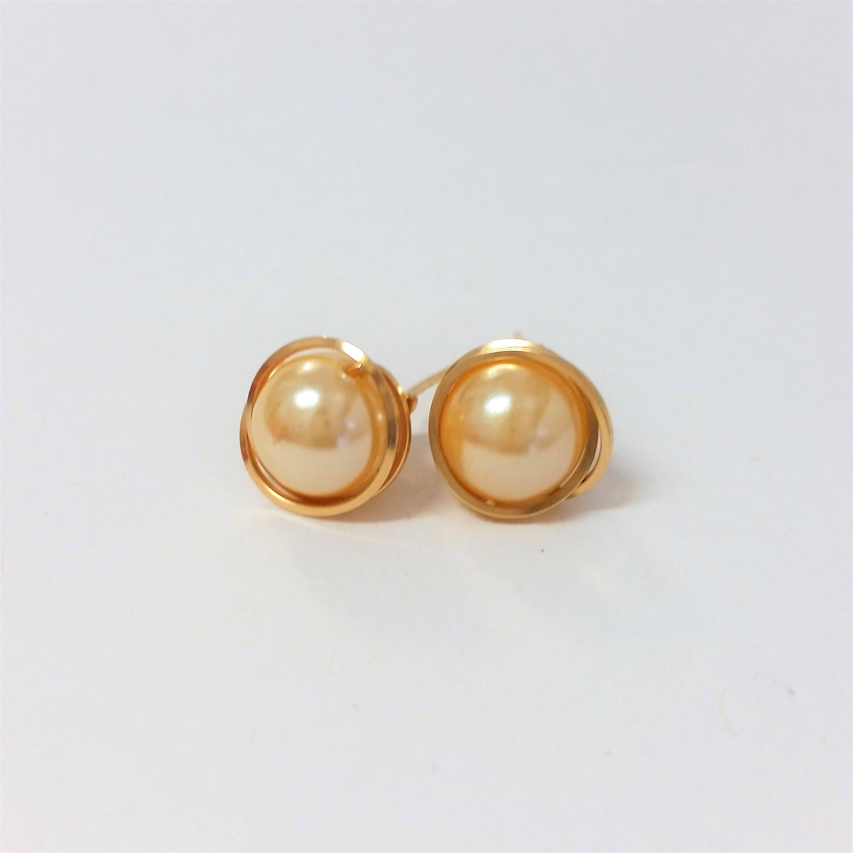 Cream Pearl Gold Earrings - Etsy