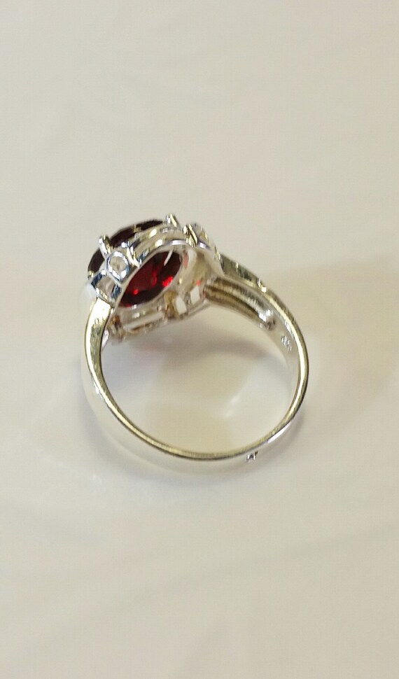 Sterling Silver Garnet Red Ring, -  Size 8  -  re… - image 8