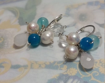 Pearl Crystal Earrings Bridal Earrings June Birthstone Delicate Earrings Sterling Silver Earrings Wedding Earrings Pearl Natural Earring