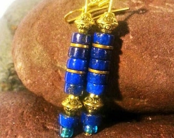 Lapis Lazuli Gold Earrings / September Birthstone