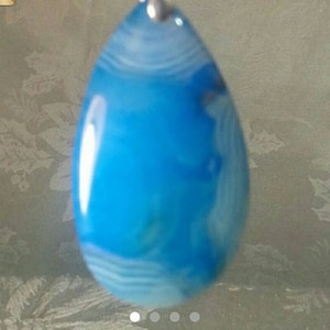 Blue Agate Teardrop Necklace, natural stone pendant
