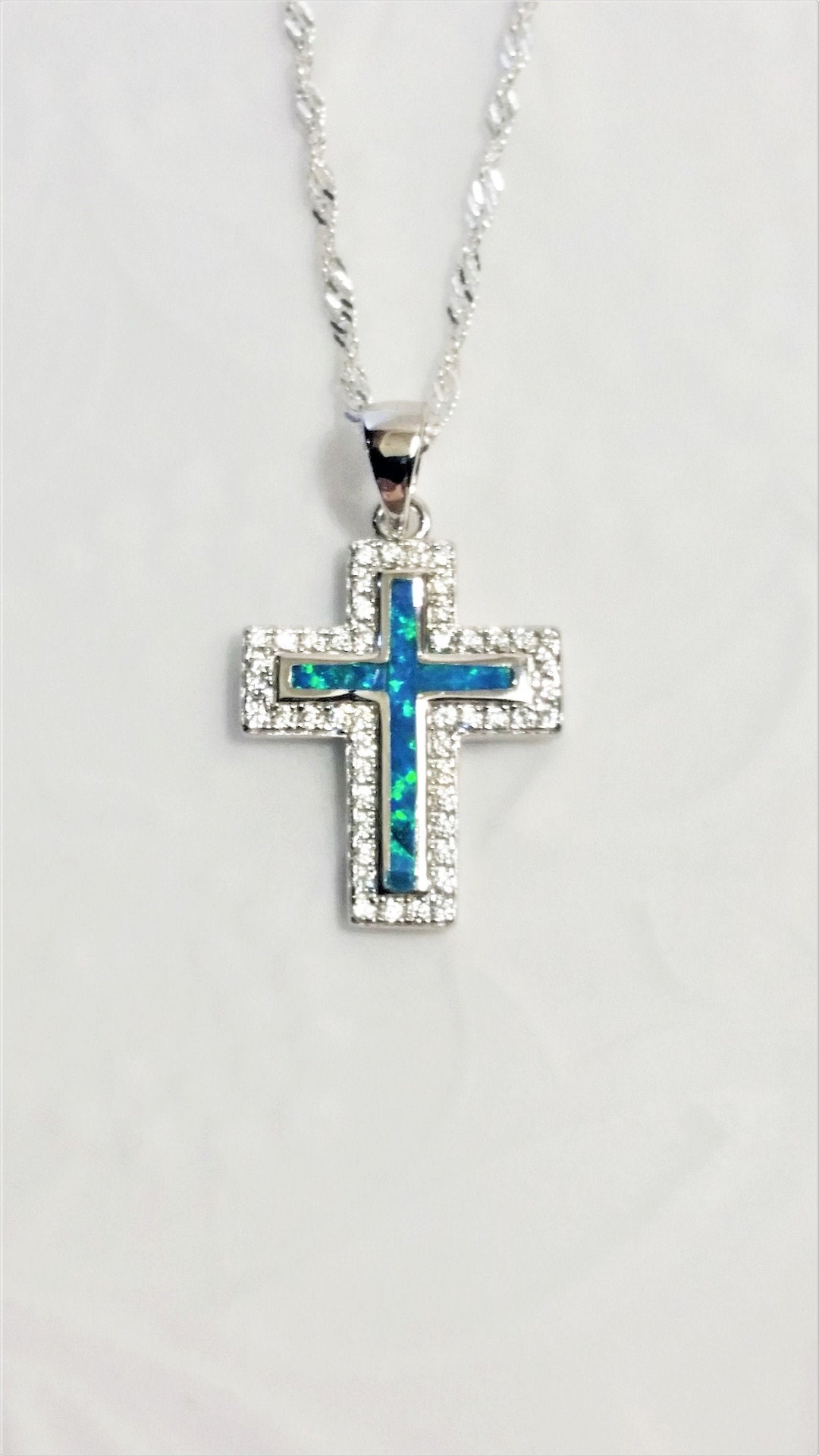 CZ Cross Necklace, Sterling Silver Cross Necklace, Small Cross Necklace