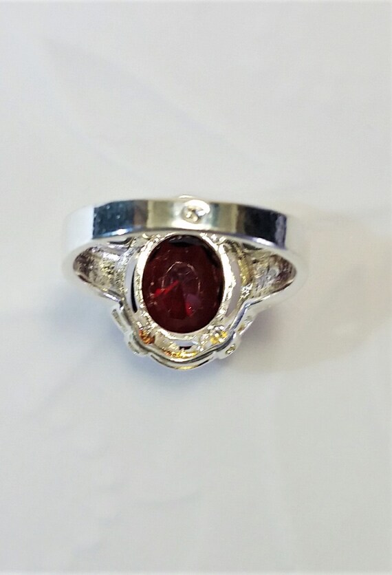 Sterling Silver Garnet Red Ring, -  Size 8  -  re… - image 9