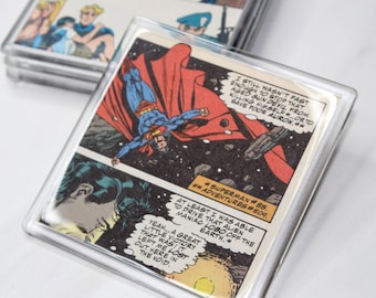 Comic Book Coaster Set - Made from Authentic Comic Books, Comic Lover Gift, Comic Book Present, Birthday Gift, Holiday Gift, Christmas Gift
