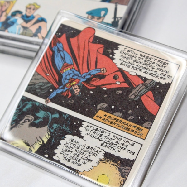 Comic Book Coaster Set - Made from Authentic Comic Books, Comic Lover Gift, Comic Book Present, Birthday Gift, Holiday Gift, Christmas Gift