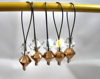 Swarovski Snag-free Stitch Markers-Rose Gold & Crystal - Free US Shipping!