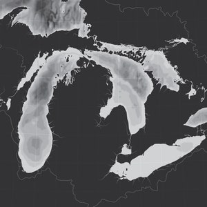 Great Lakes Basin Bathymetric Map