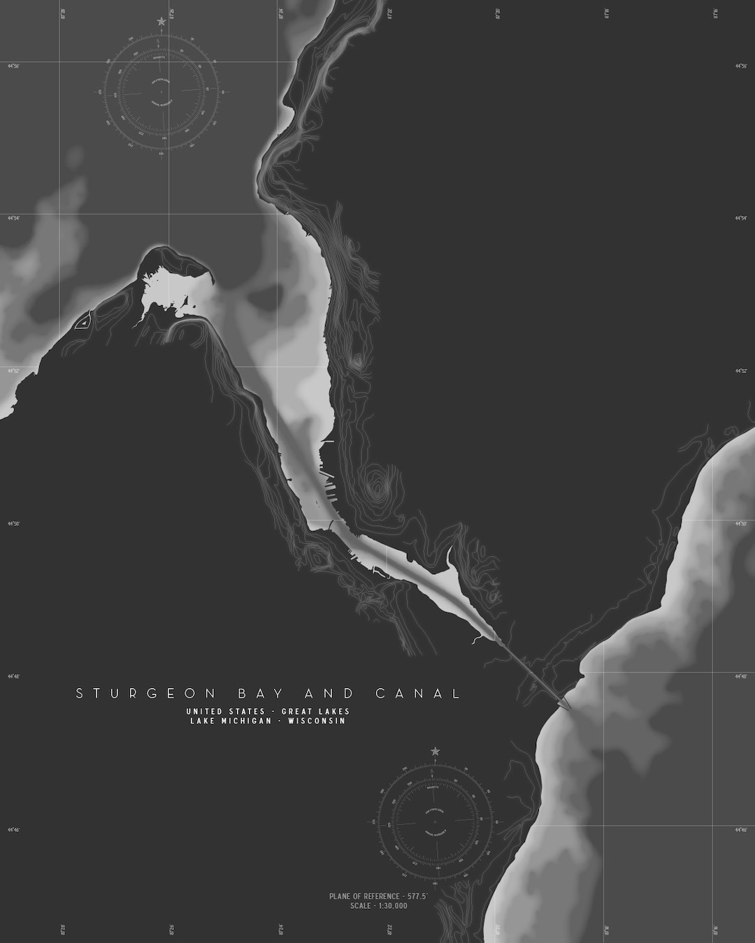 Sturgeon Bay Nautical Map - Etsy