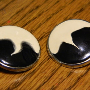 A Elegant Black and White Pair of Shiny Enamel Pierced Earrings~A Great Pair of Earrings That Can Be worn Year Round~Fashion Costume Jewelry
