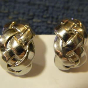 Silver Weave~Clip On~Fashion~Costume Jewelry w/ Comfort Pads~Small and Light Weight~Wedding~Holiday~Jewelry