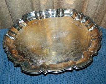 Silver Plate Vintage Serving Tray w/ Feet~A Uniquely Shaped Silver Plated Platter~Perfect For Parties~Showers~Luncheons~Special Occasions